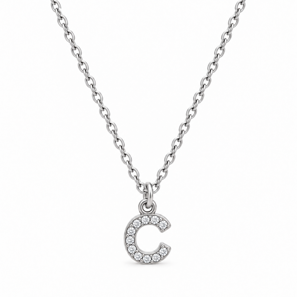 Collana Iniziale con strass in acciaio inox