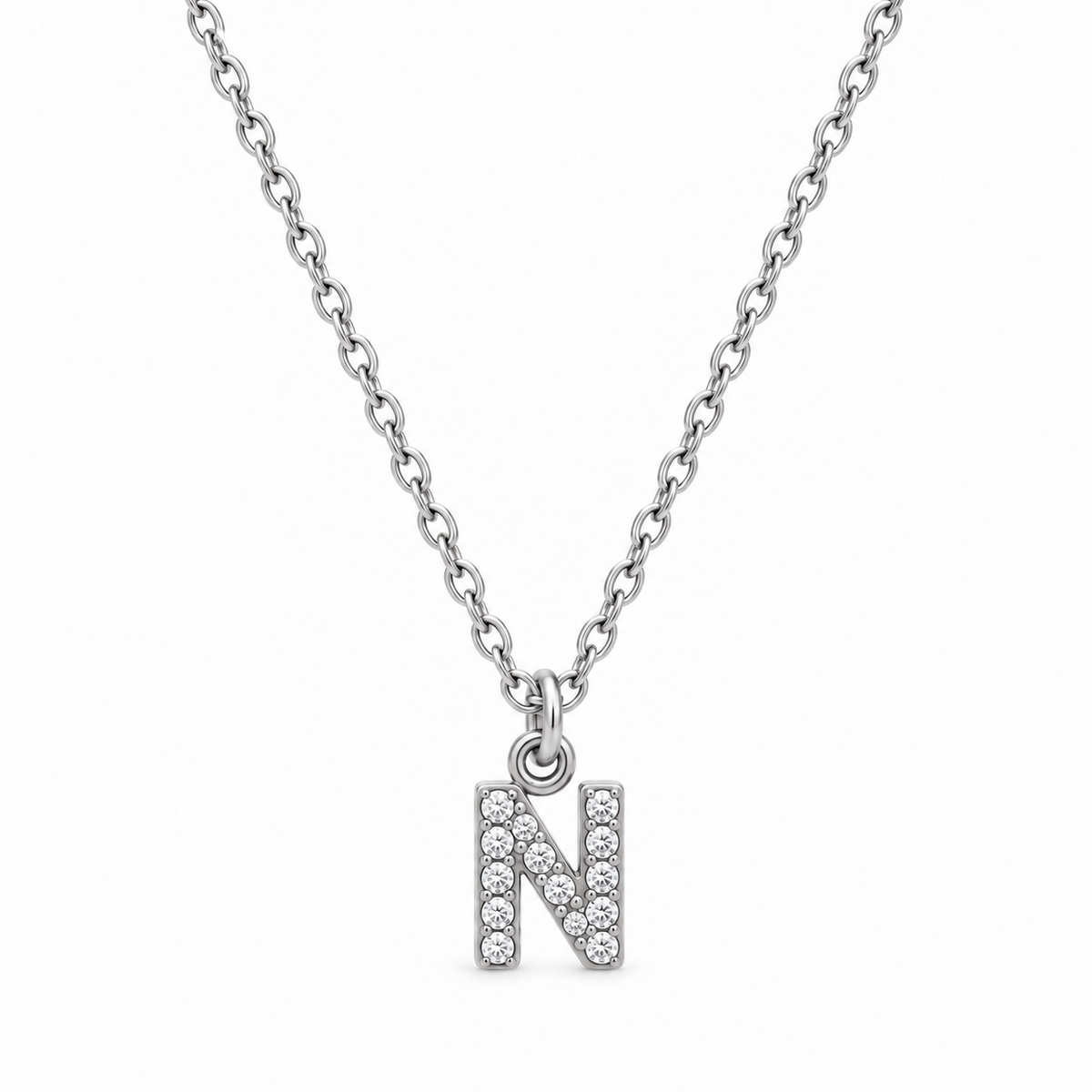 Collana Iniziale con strass in acciaio inox