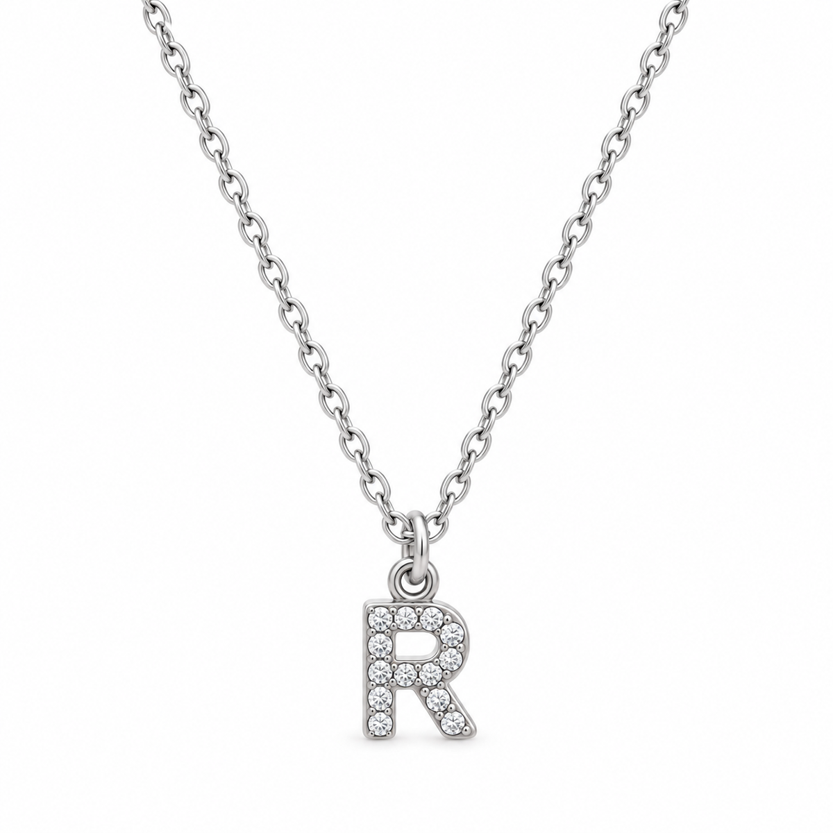 Collana Iniziale con strass in acciaio inox