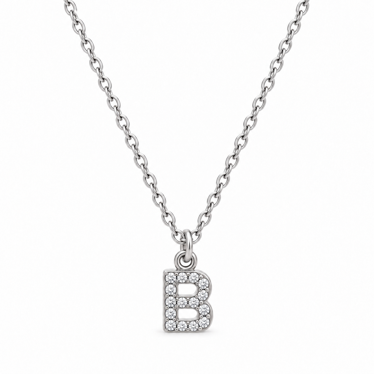 Collana Iniziale con strass in acciaio inox