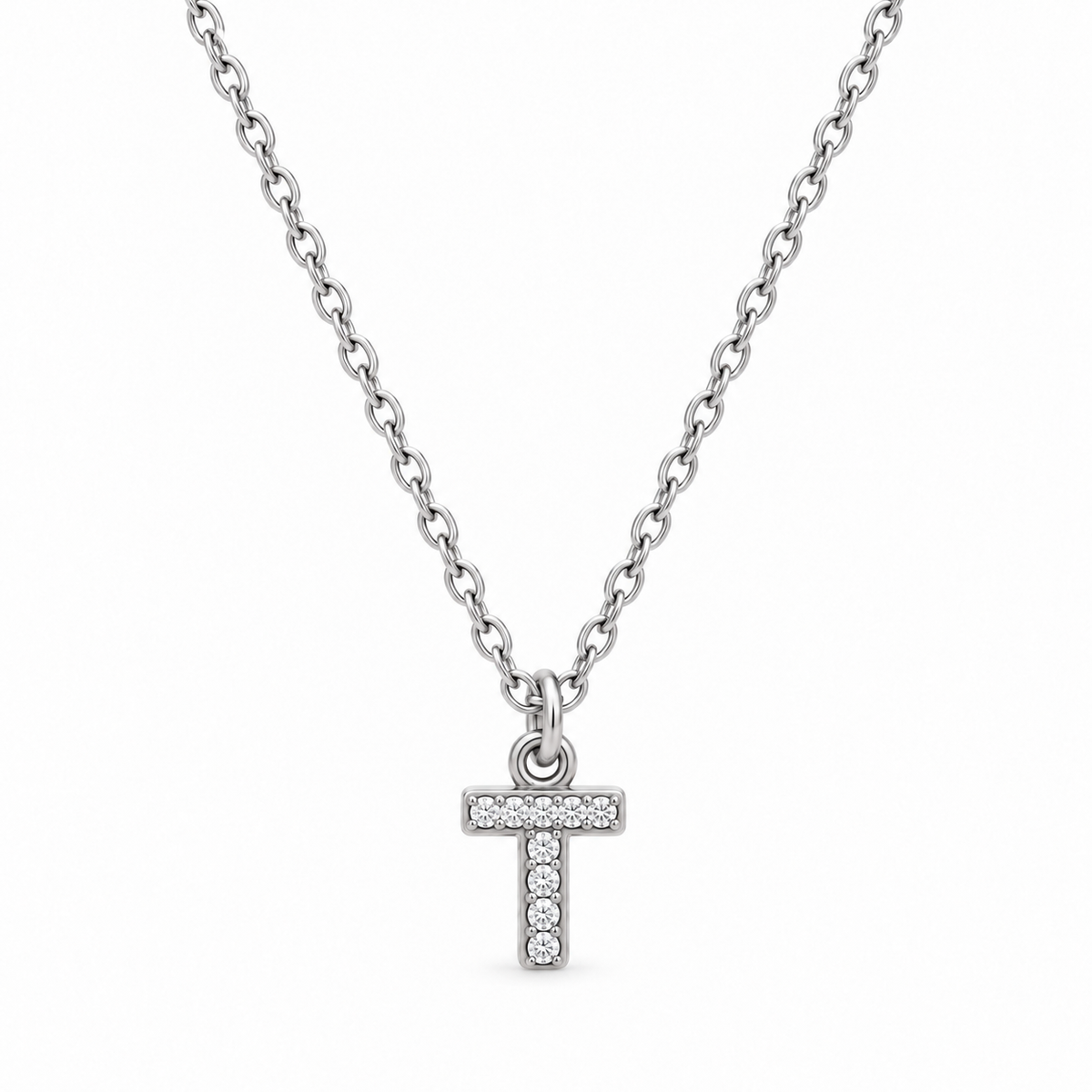 Collana Iniziale con strass in acciaio inox