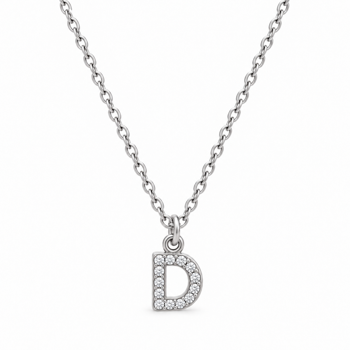 Collana Iniziale con strass in acciaio inox