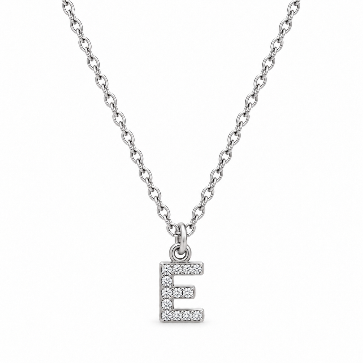 Collana Iniziale con strass in acciaio inox