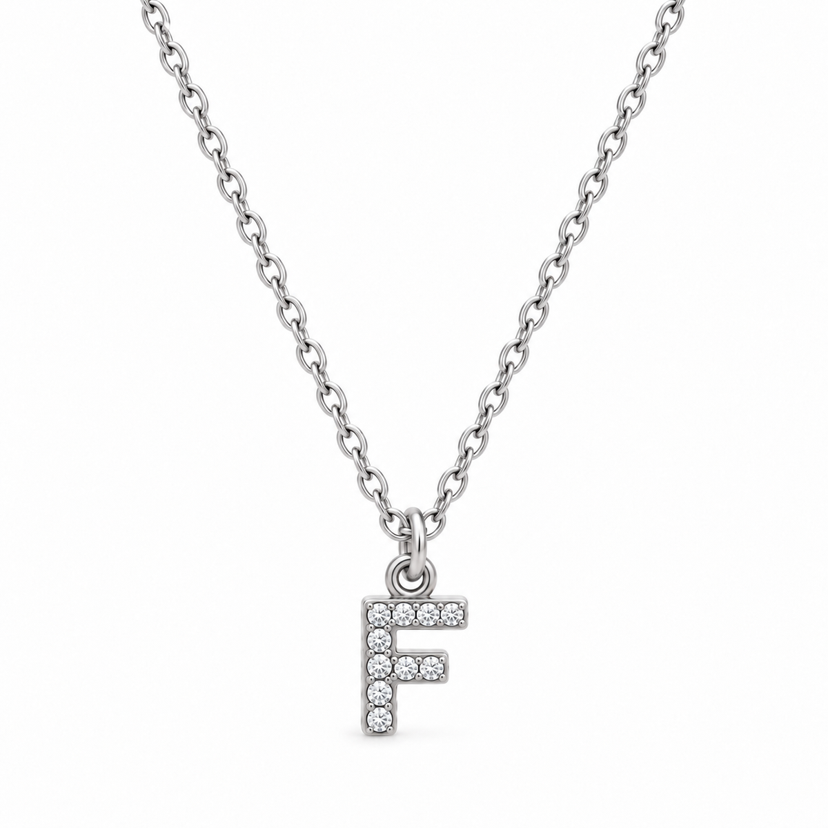 Collana Iniziale con strass in acciaio inox
