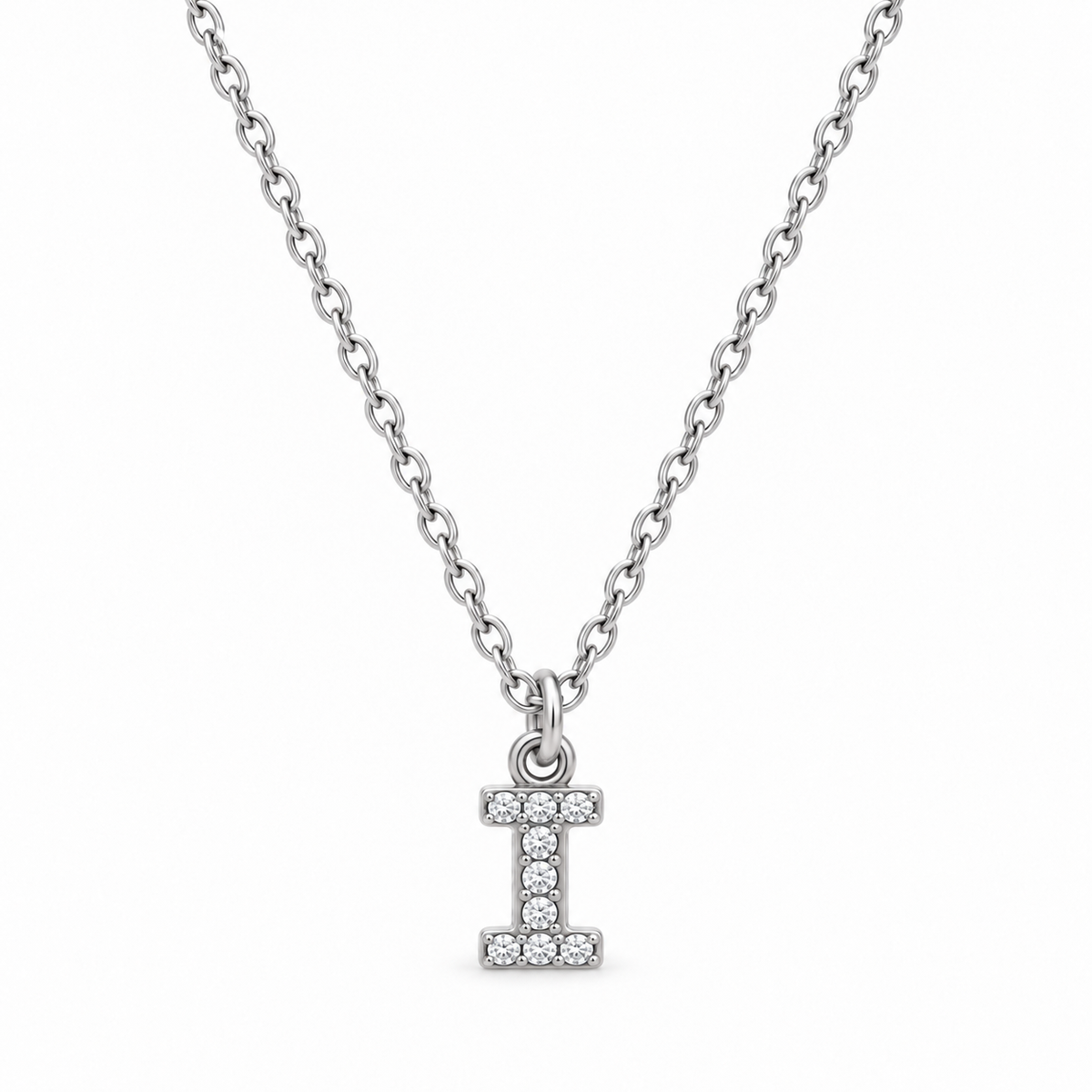 Collana Iniziale con strass in acciaio inox