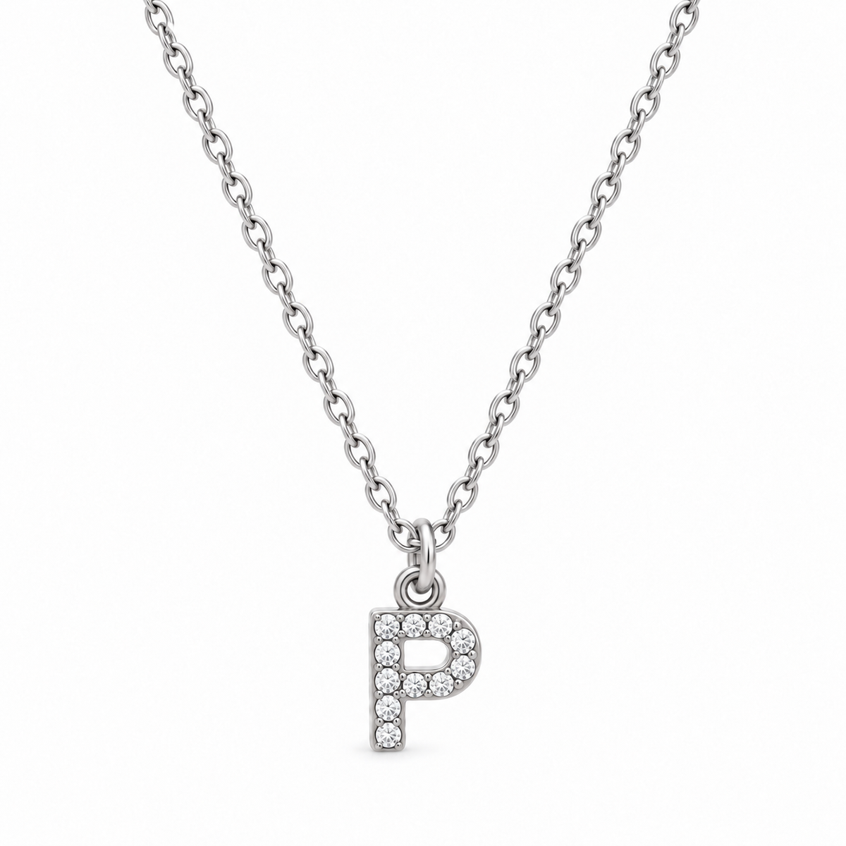 Collana Iniziale con strass in acciaio inox