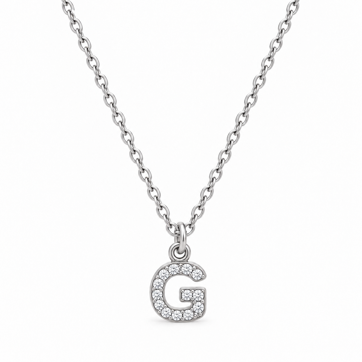 Collana Iniziale con strass in acciaio inox