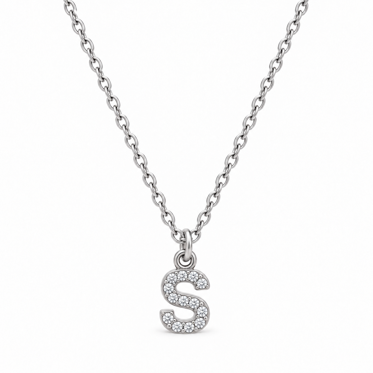 Collana Iniziale con strass in acciaio inox