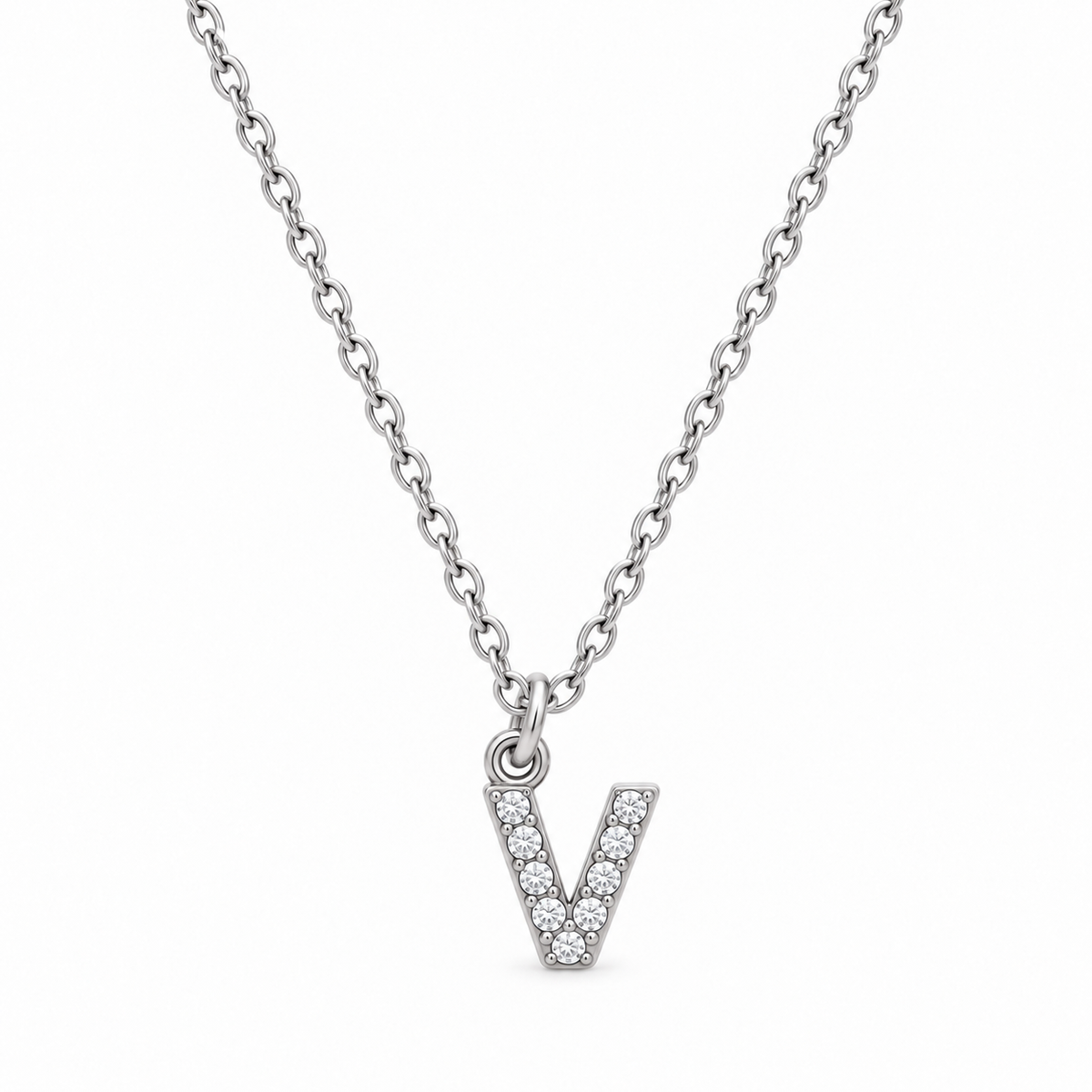 Collana Iniziale con strass in acciaio inox