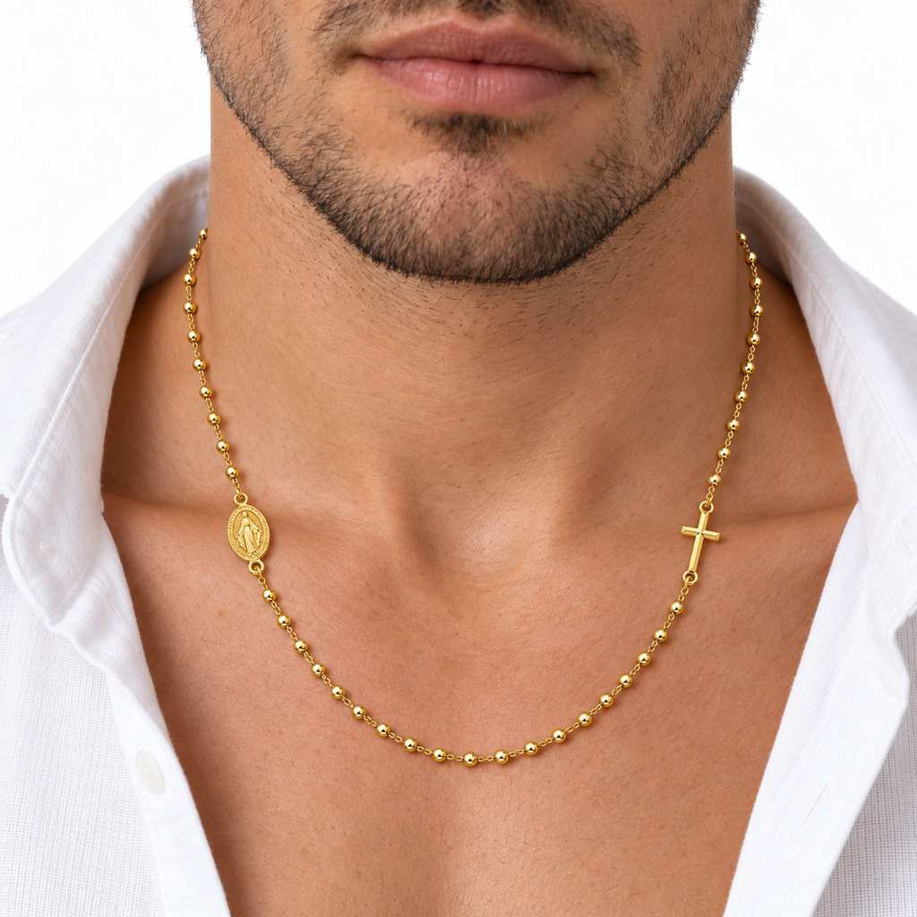 Collana Rosario Sfere da 2mm in Argento 925 rodiato