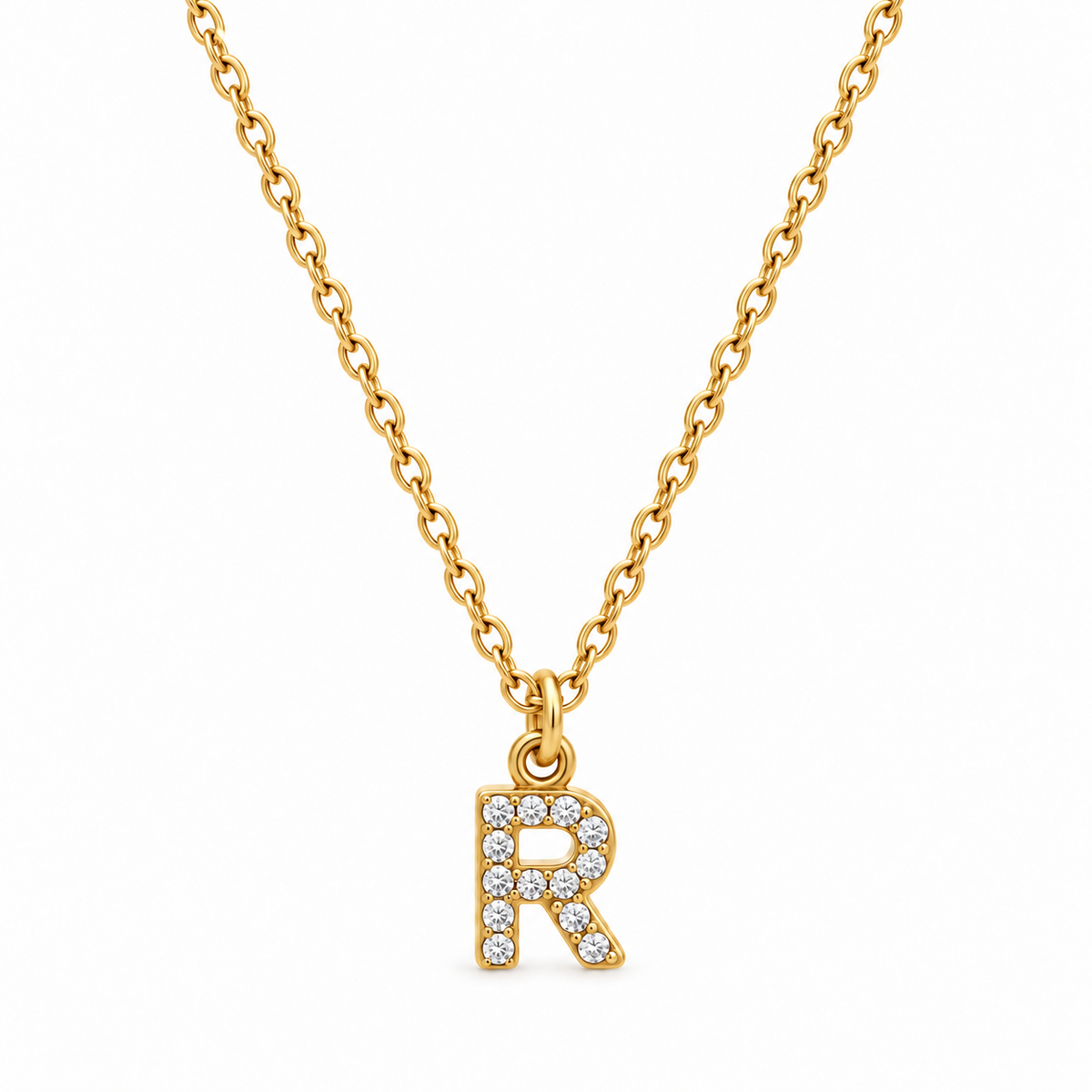 Collana Iniziale con strass in acciaio inox