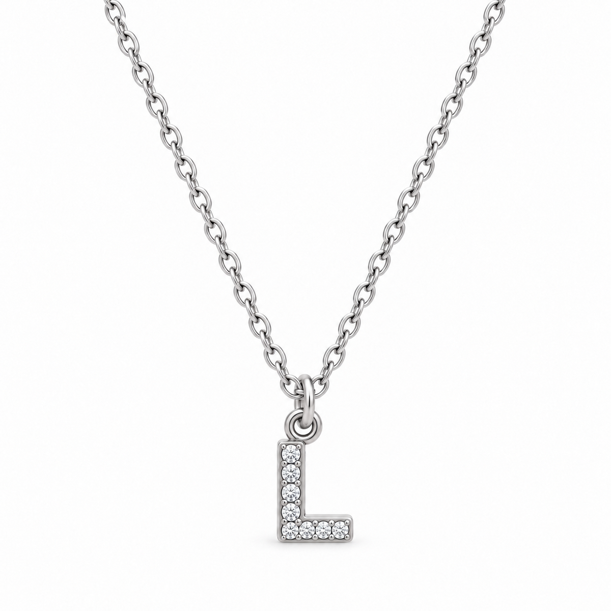 Collana Iniziale con strass in acciaio inox