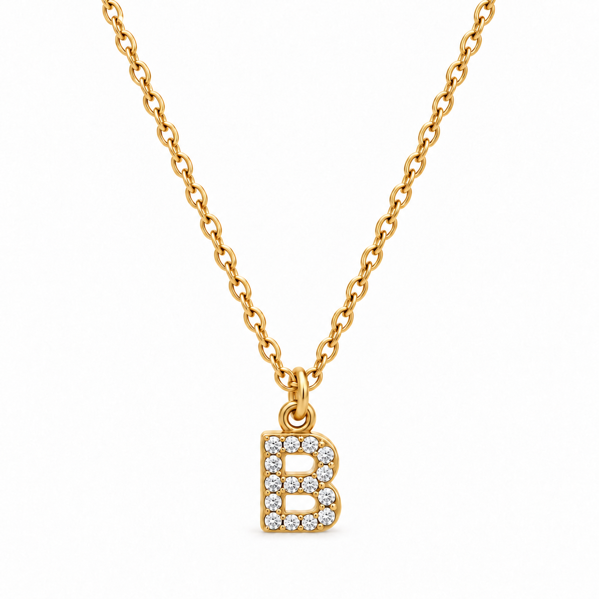 Collana Iniziale con strass in acciaio inox
