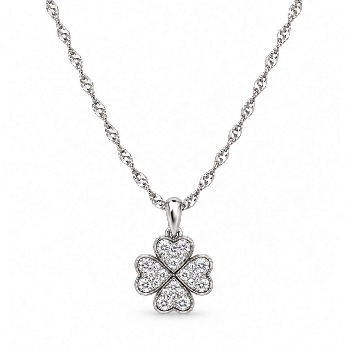 Ketting met vierbladerige hanger van 925 zilver