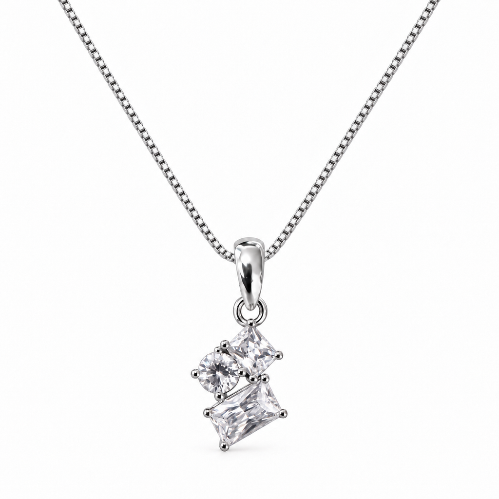 Collana Punto Luce con Tris di pietre in Argento 925
