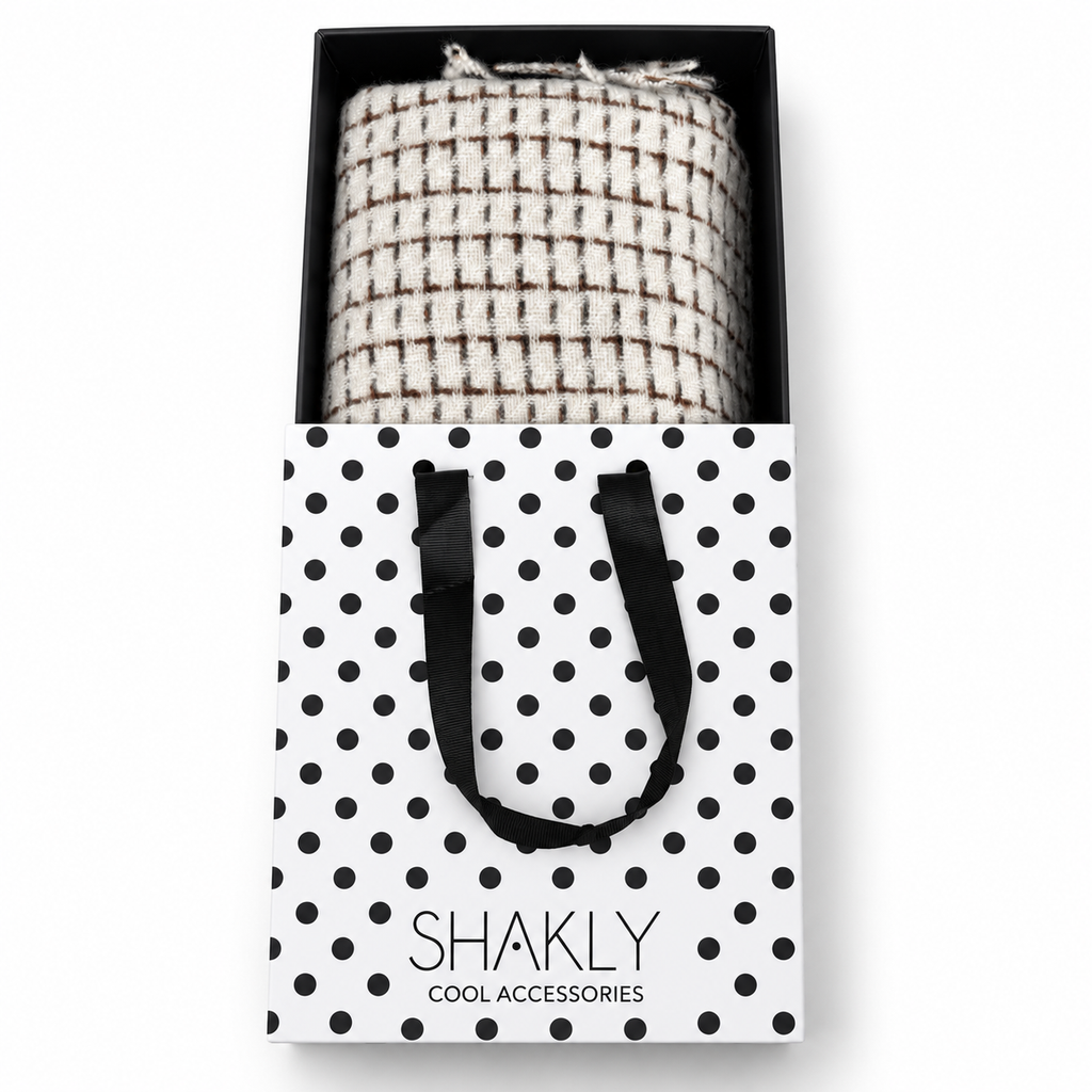 Sciarpone Donna a Quadretti con Frange con custodia
