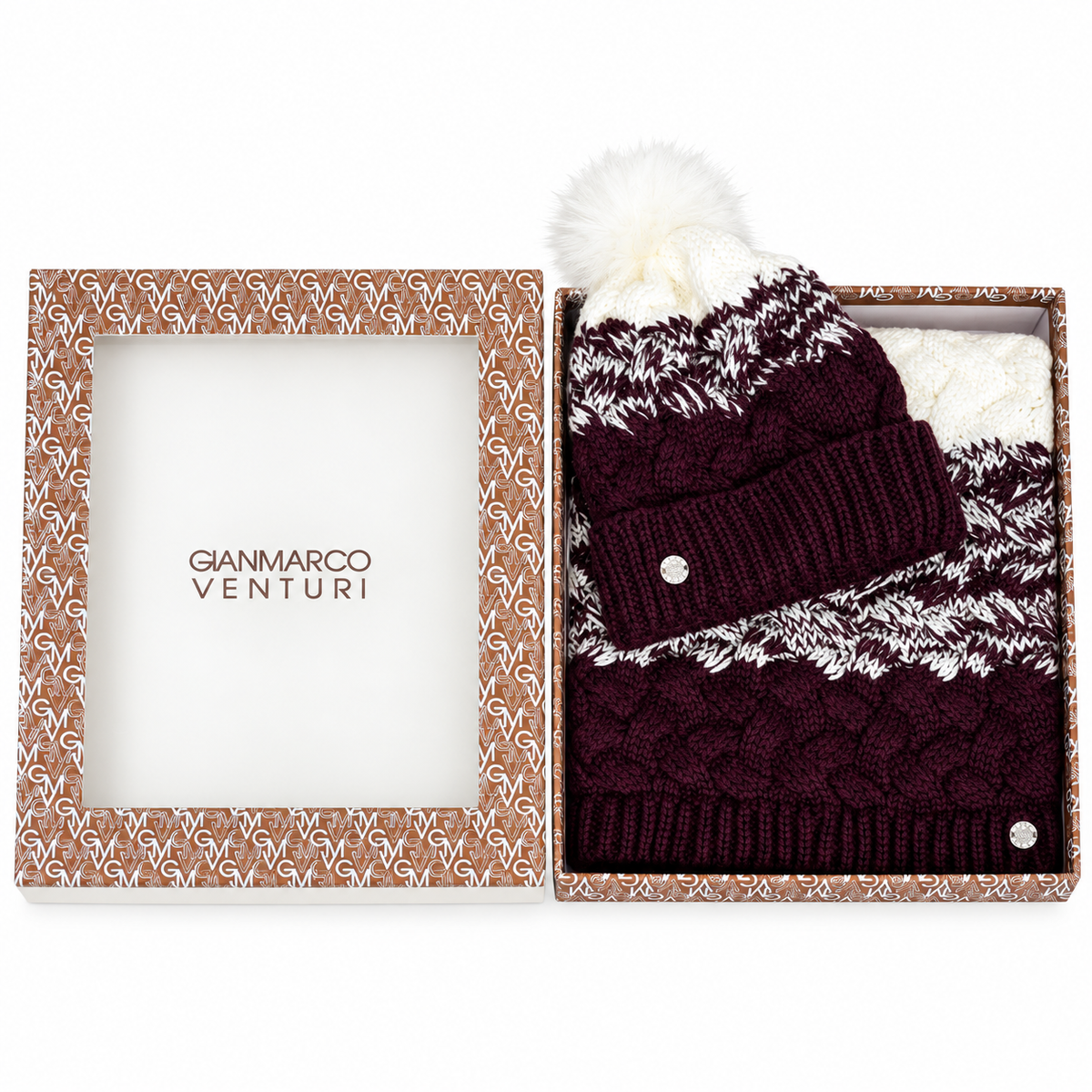 Set Donna Scaldacollo e Cappello Bicolore con Pompon