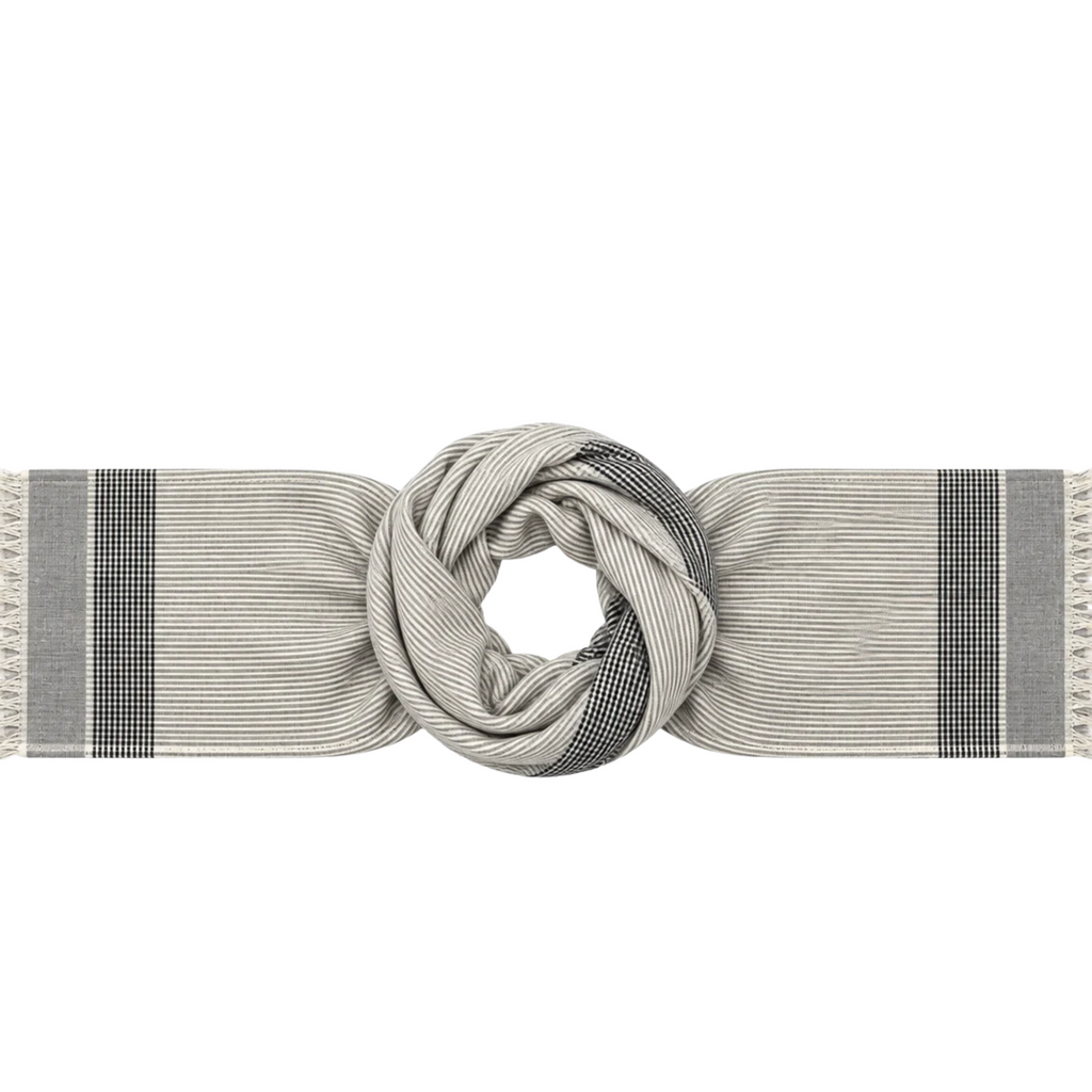 Sciarpa Righe e Microcheck in Cotone 90 × 190 cm 18-1 Milano