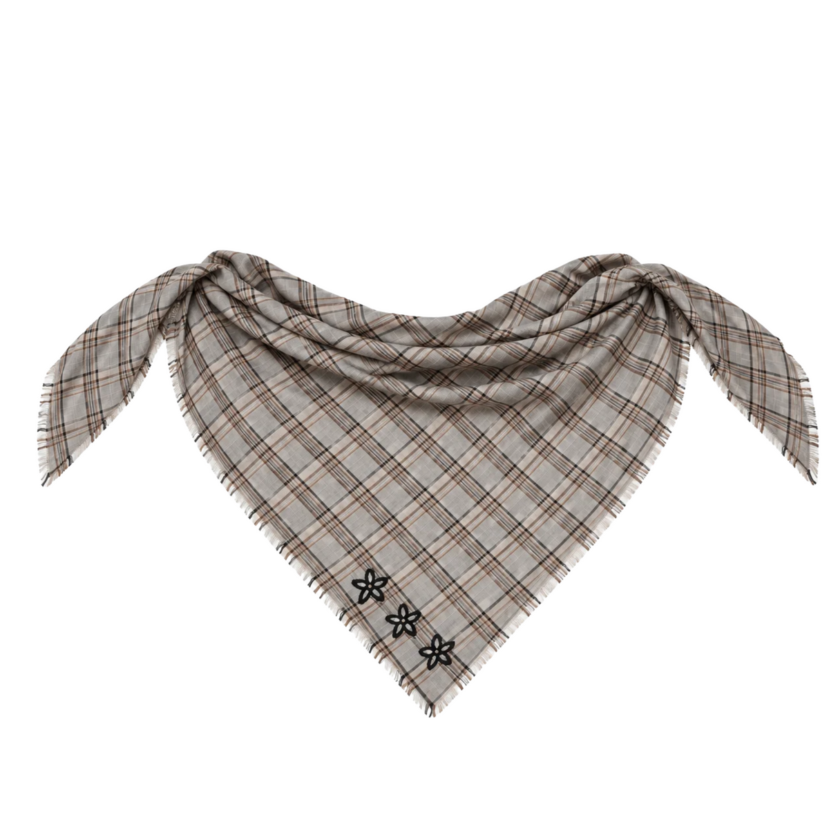 Sciarpa Kefia Tartan con Ricami in Viscosa 90 × 200 cm 18-1 Milano