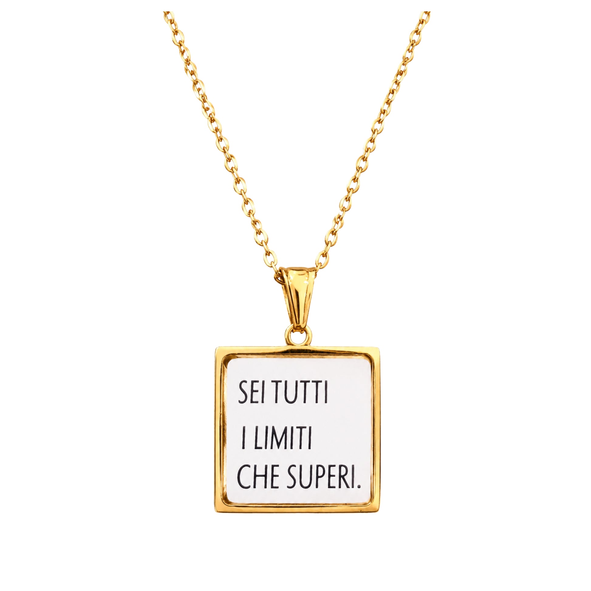 Collana in acciaio inox "Sei tutti i limiti che superi"