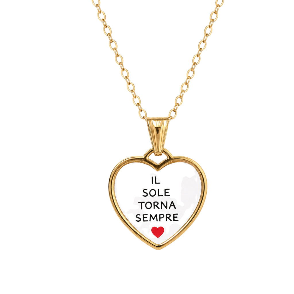 Collana in acciaio inox "Il sole torna sempre"