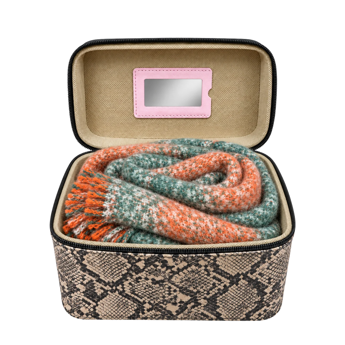 Set Regalo Donna Coveri con Sciarpa Fantasia e Beauty Case Animalier