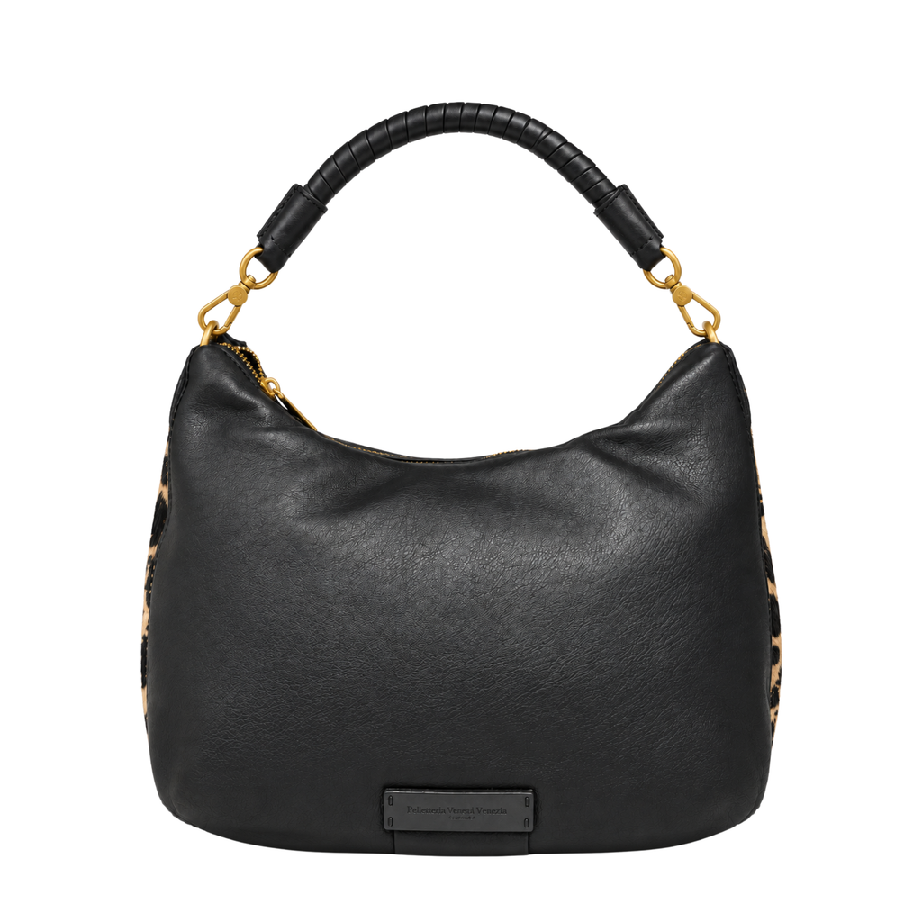 Hobo bag in vera pelle con inserti in cavallino Lido Pelletteria Veneta