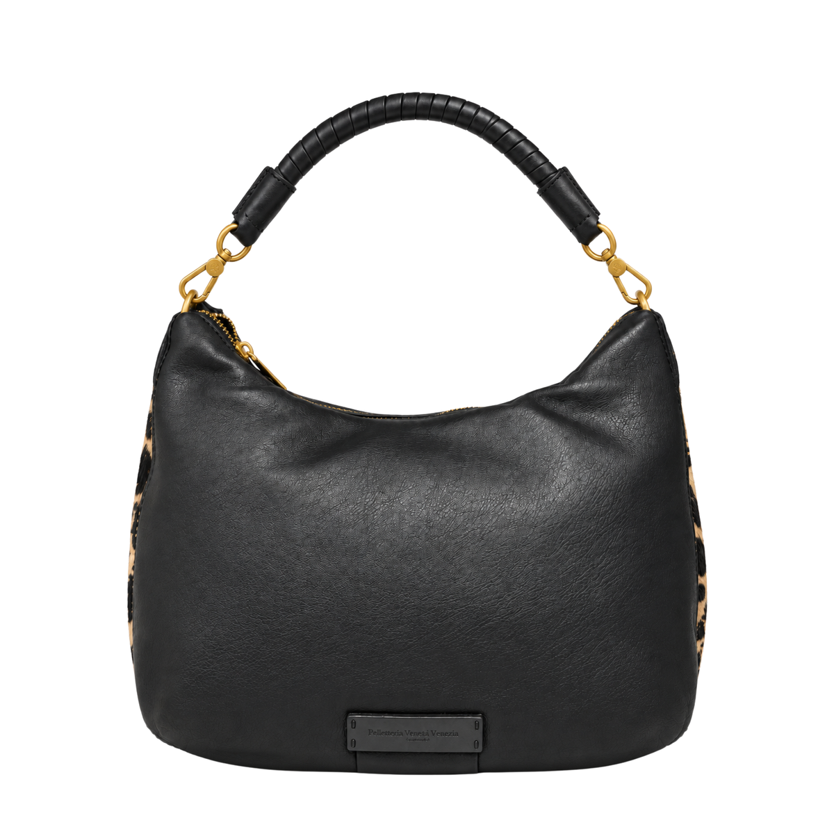 Hobo bag in vera pelle con inserti in cavallino Lido Pelletteria Veneta