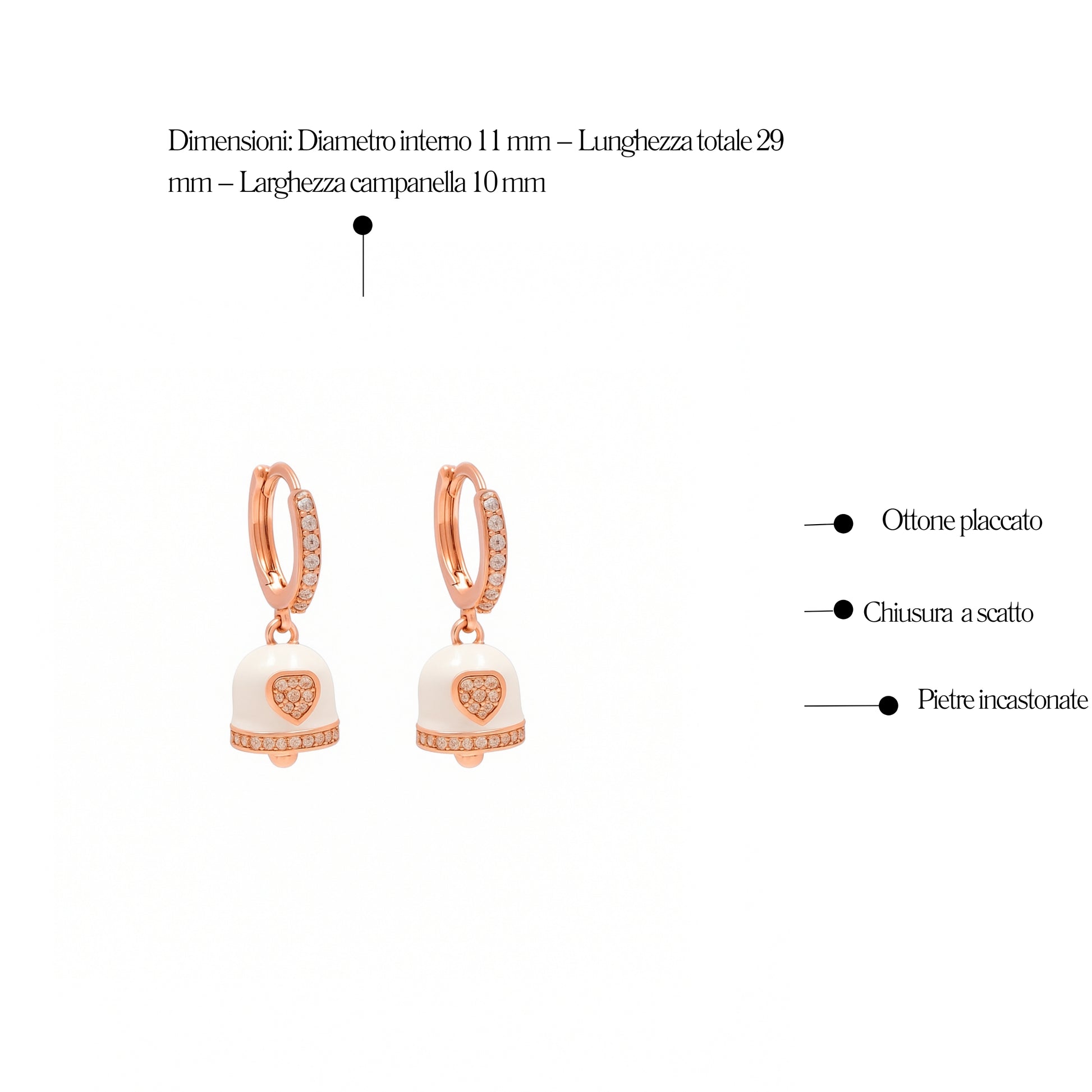 Orecchini a Cerchio con Campanella in Ottone placcato - Les Folies