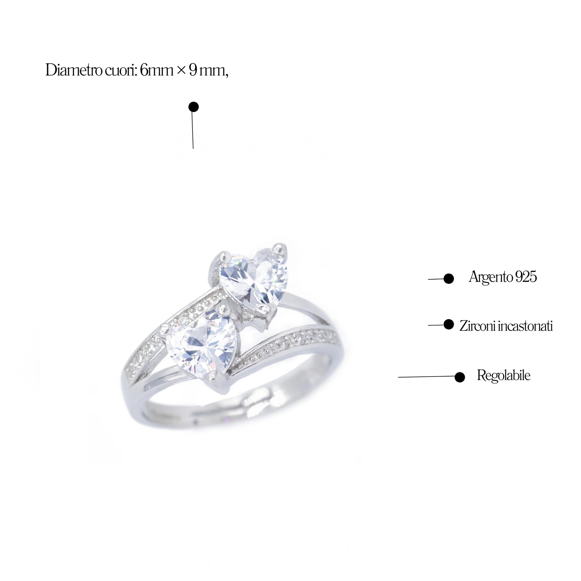 Anello Doppio Cuore in Argento 925 - Les folies