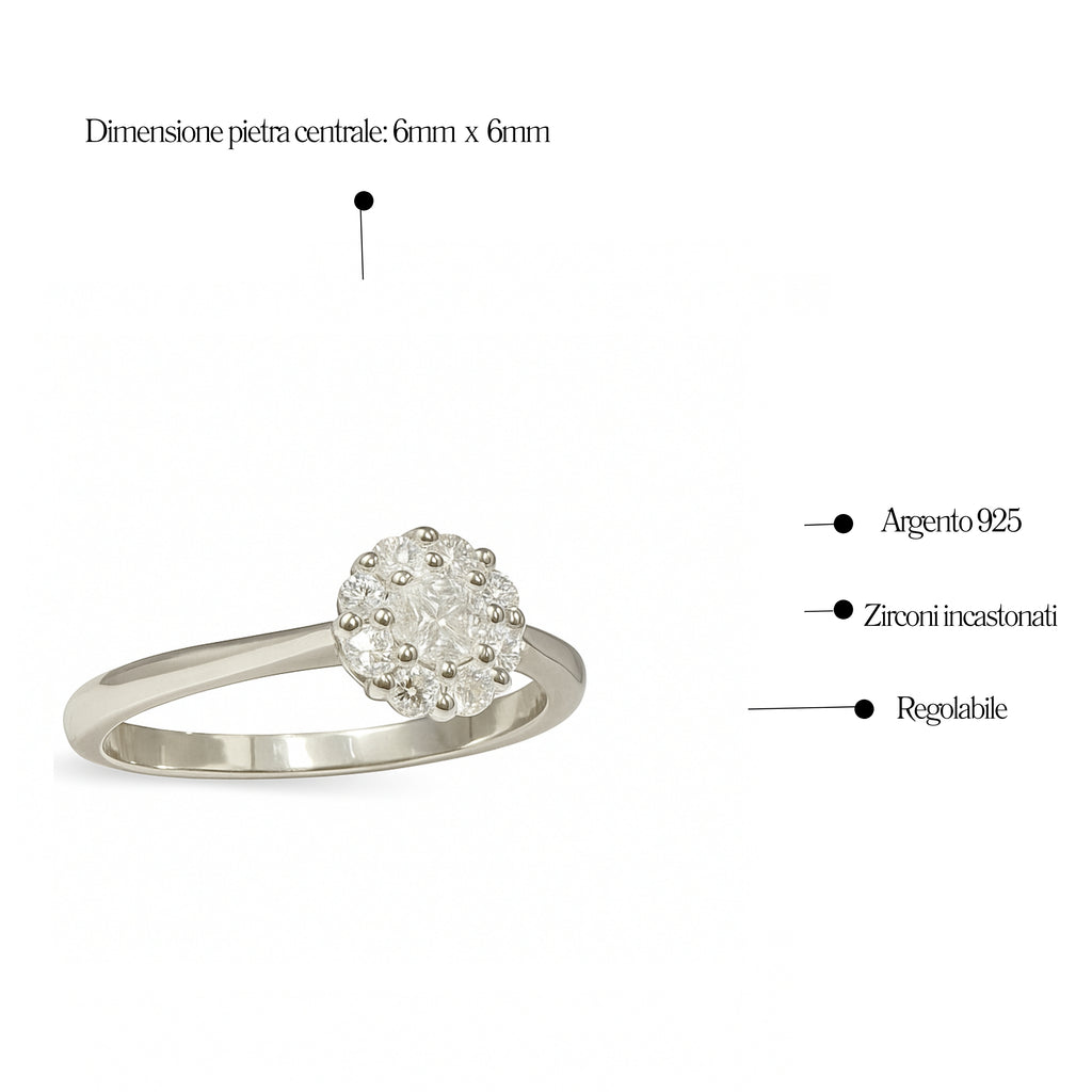 Anello Fiore in Argento 925 - Les folies