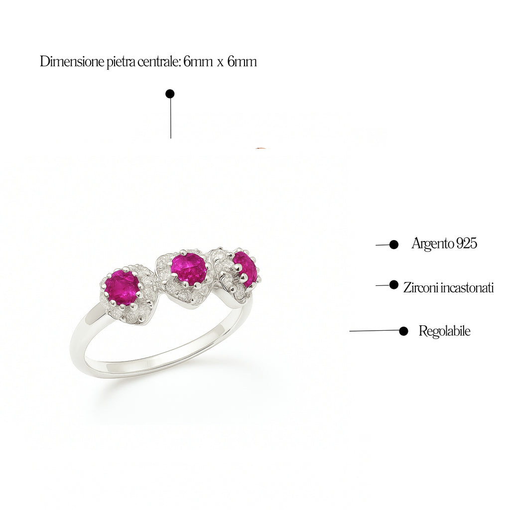 Anello Trilogy Cuori in Argento 925 - Les folies