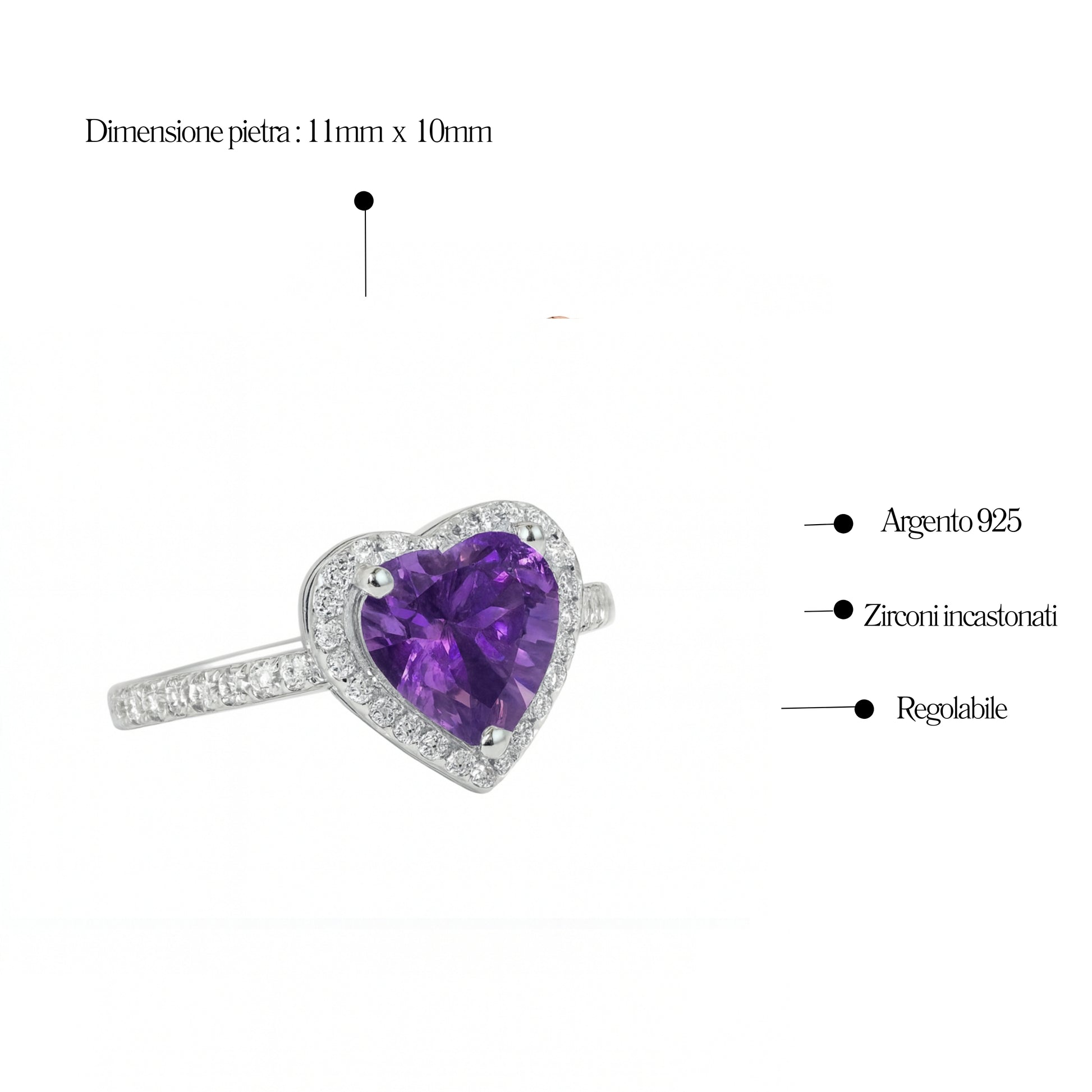 Anello Kate Cuore con Strass in Argento 925 - Les folies