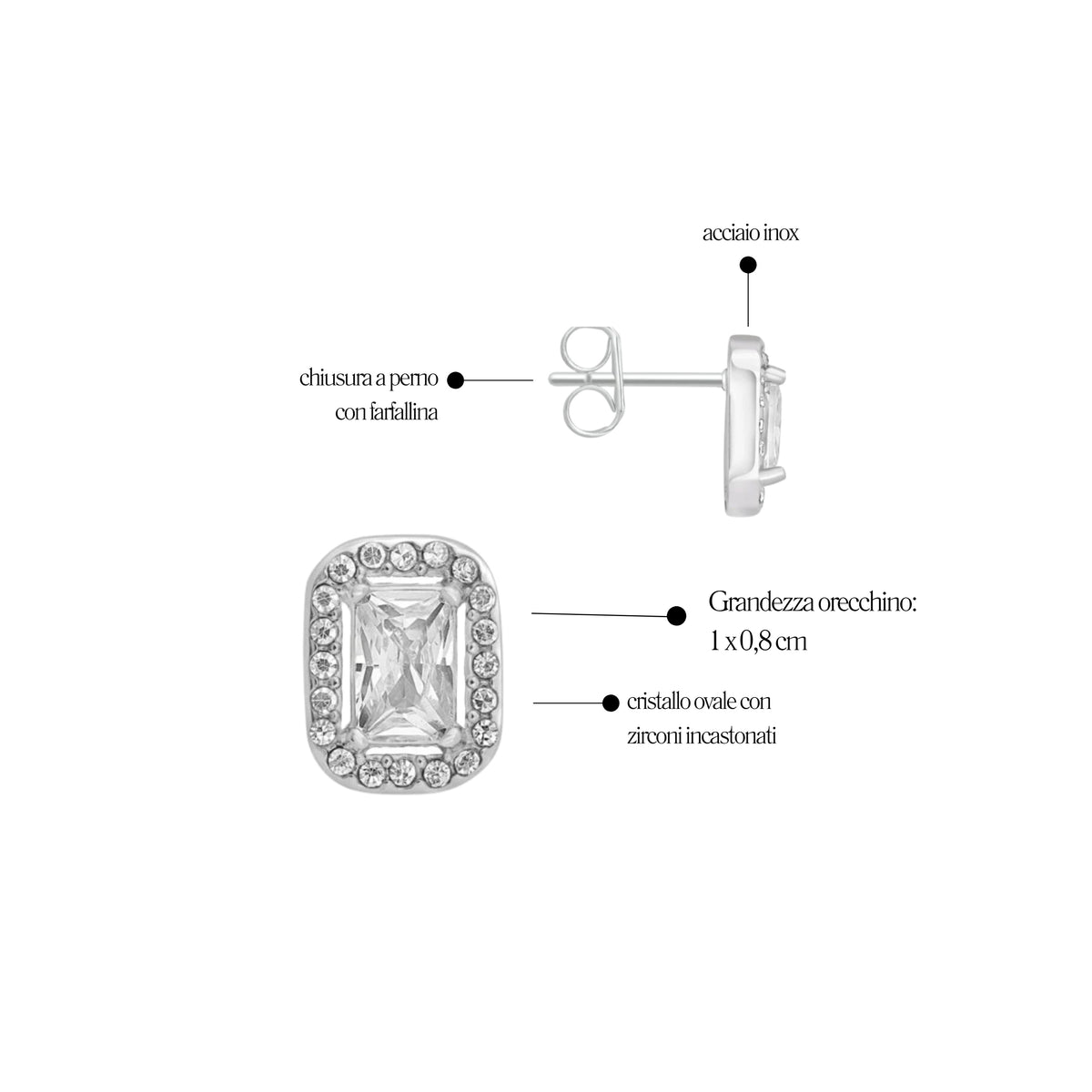 Orecchini Kate Rettangolare Royale - Brand Gioielli