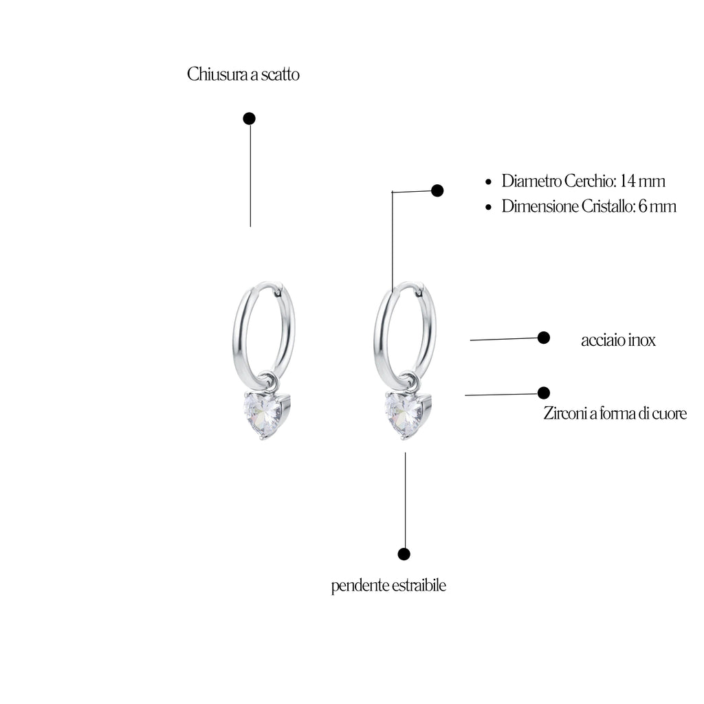 Orecchini a Cerchio con Cuore Attimi - Brand Gioielli