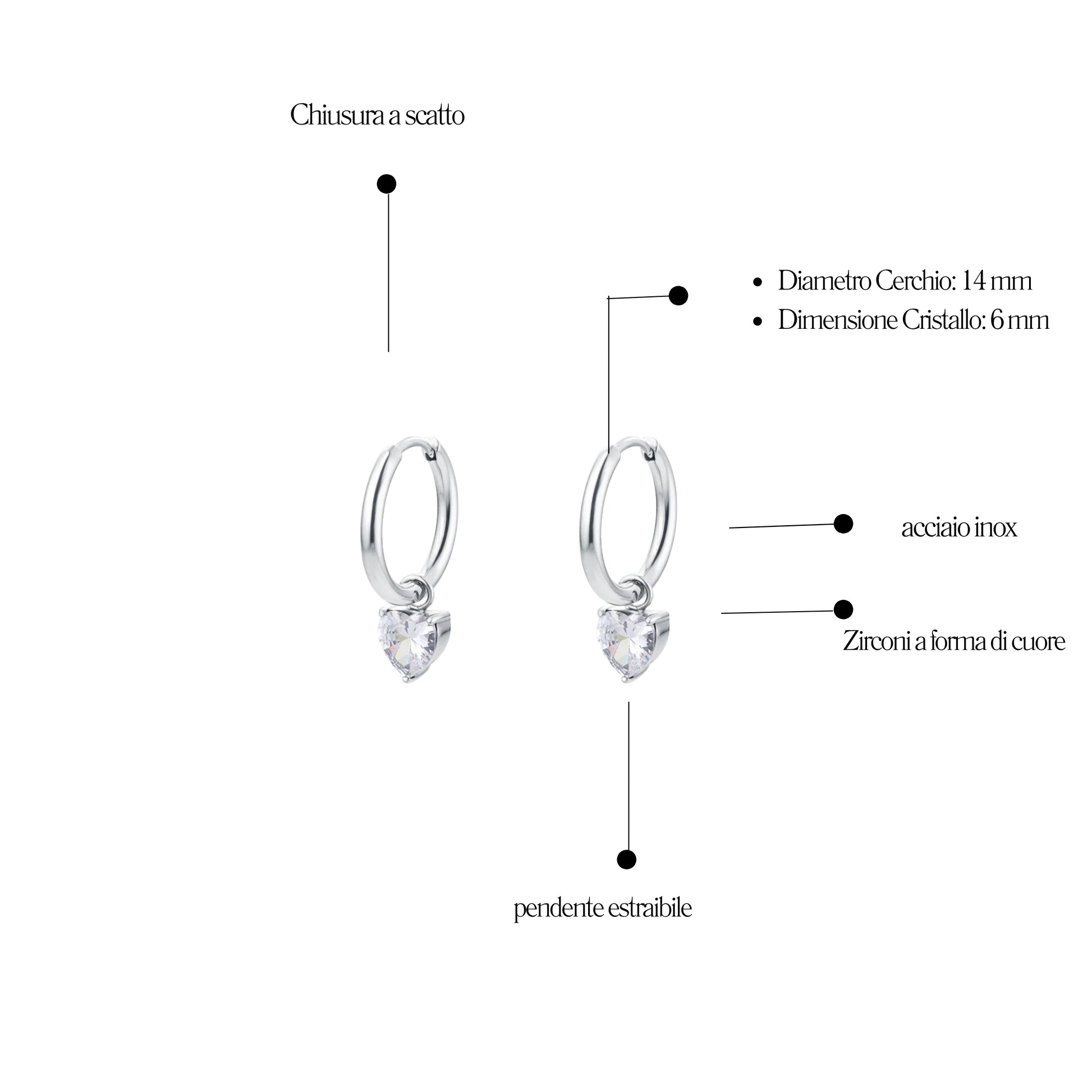 Orecchini a Cerchio con Cuore Attimi - Brand Gioielli