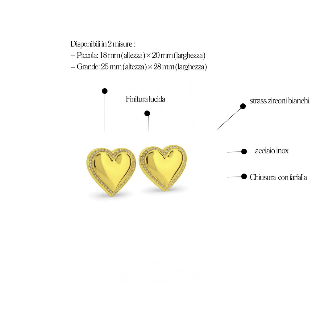 Orecchini Cuore piatto in Acciaio Inox - Les Folies
