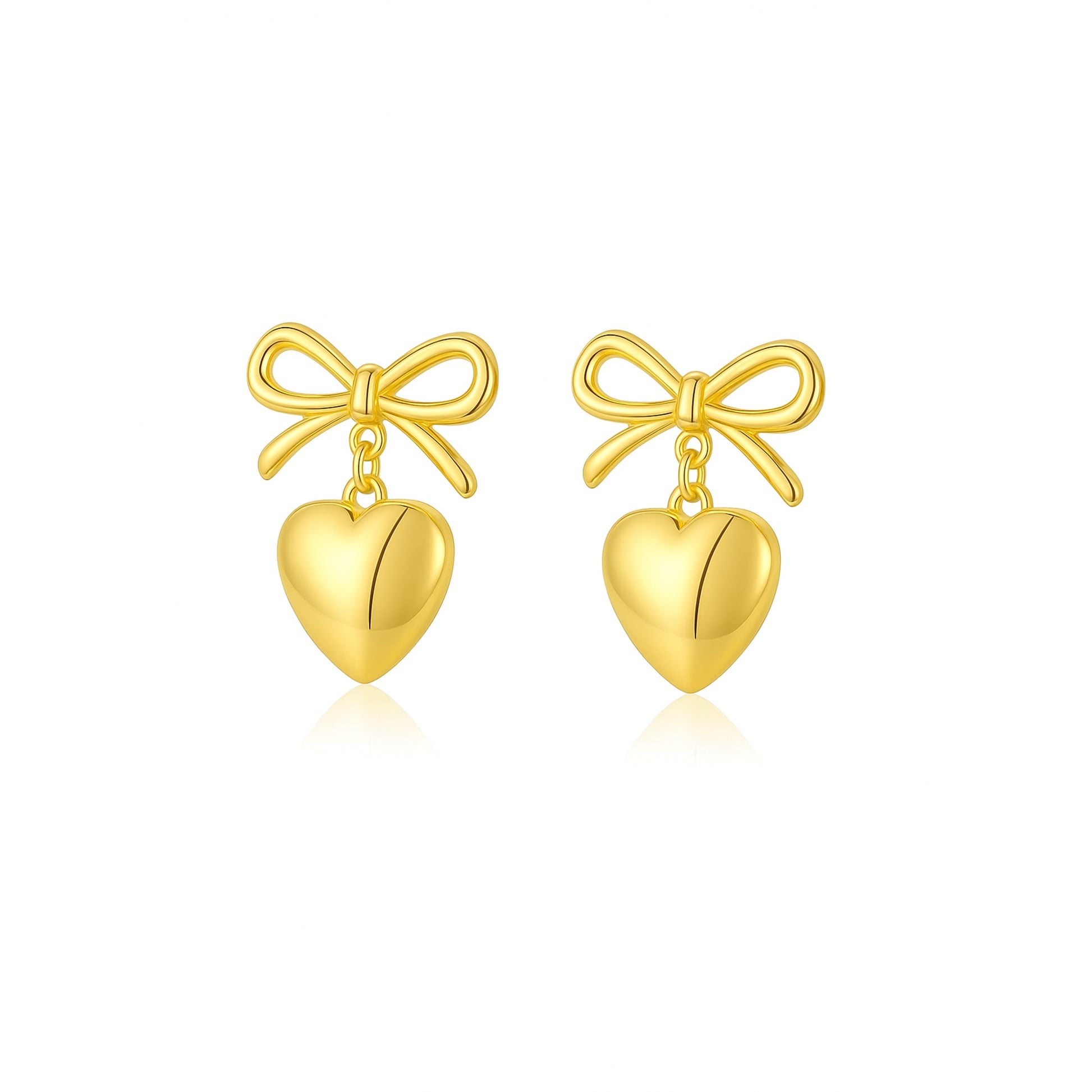 Orecchini Cuore Fiocco in Acciaio Inox - Les Folies