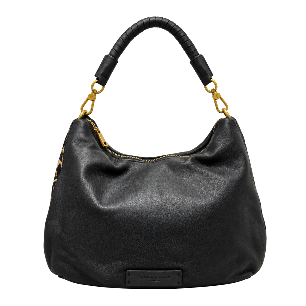 Hobo bag Taglia M in vera pelle con inserti in cavallino Lido Pelletteria Veneta