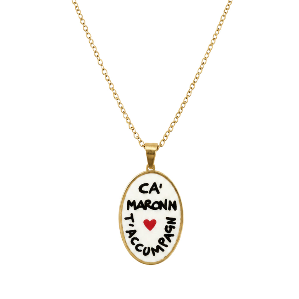 Collana in acciaio inox "Ca' Maronn T'accumpagn"