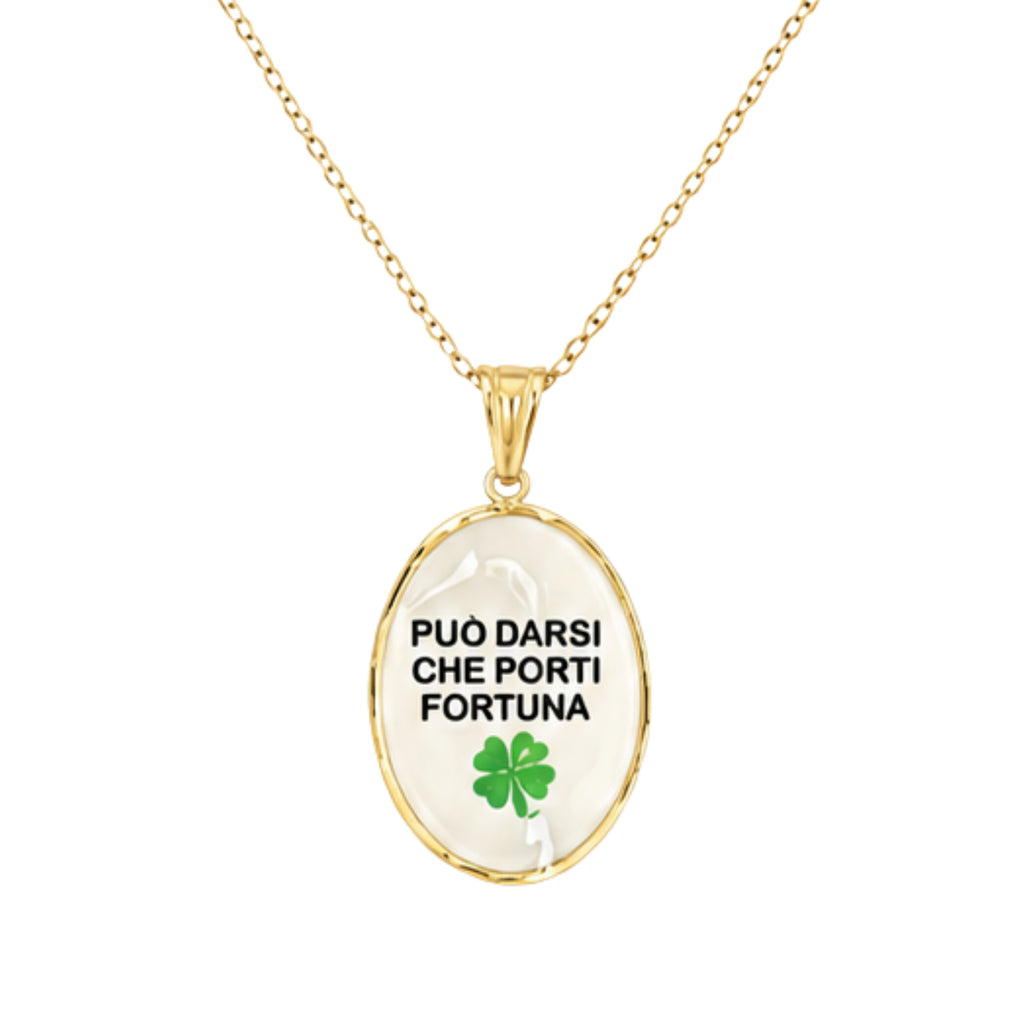 Collana in acciaio inox "Può darsi che porti fortuna"