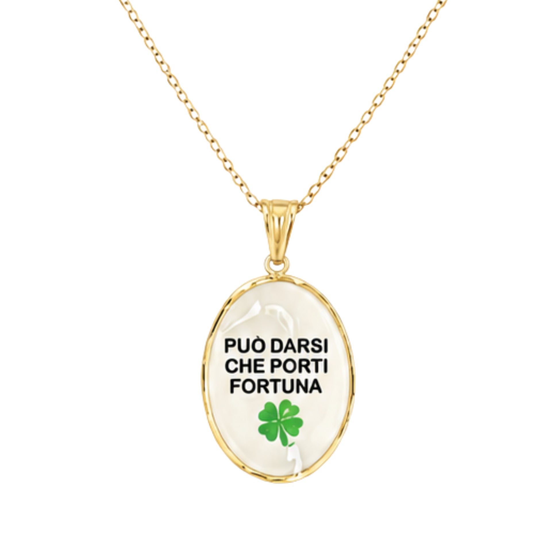 Collana in acciaio inox "Può darsi che porti fortuna"