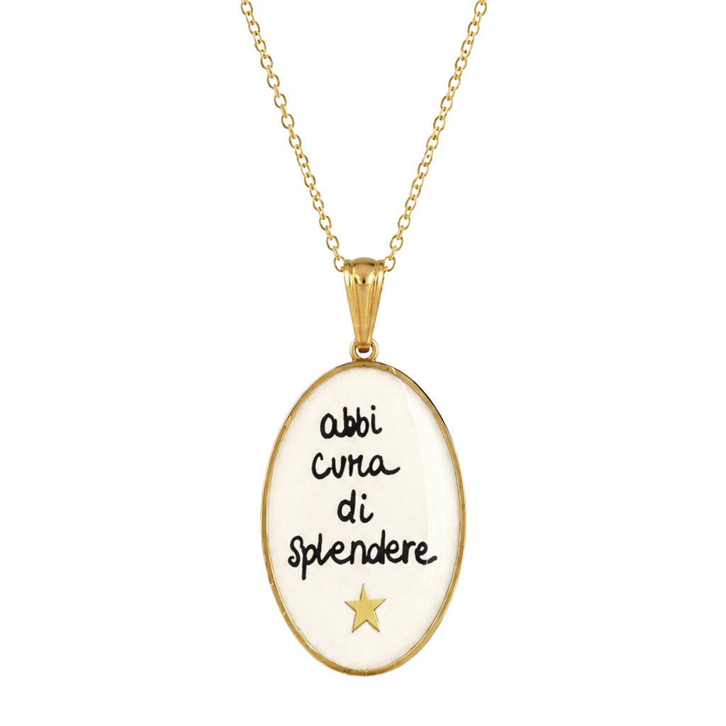 Collana in acciaio inox "Abbi cura di splendere"