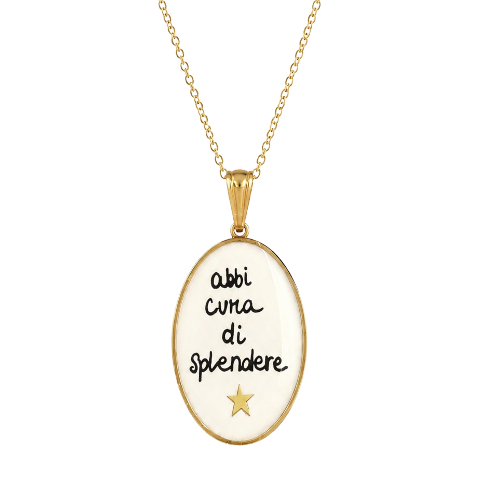 Collana in acciaio inox "Abbi cura di splendere"