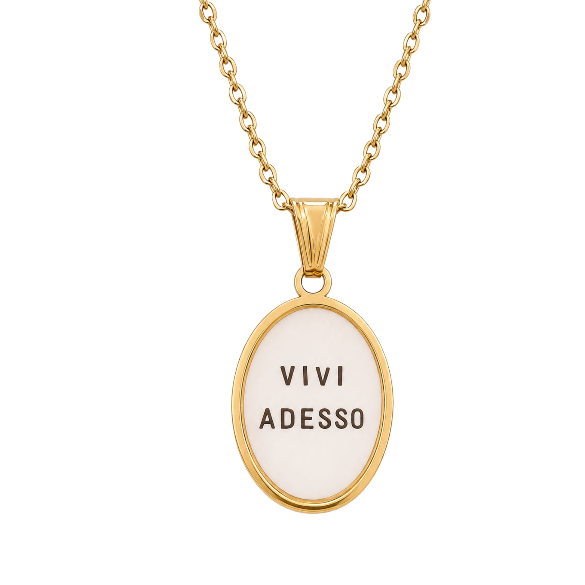 Collana in acciaio inox "Vivi adesso"