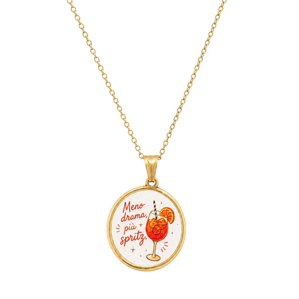 Collana in acciaio inox "Meno drama, più Spritz"