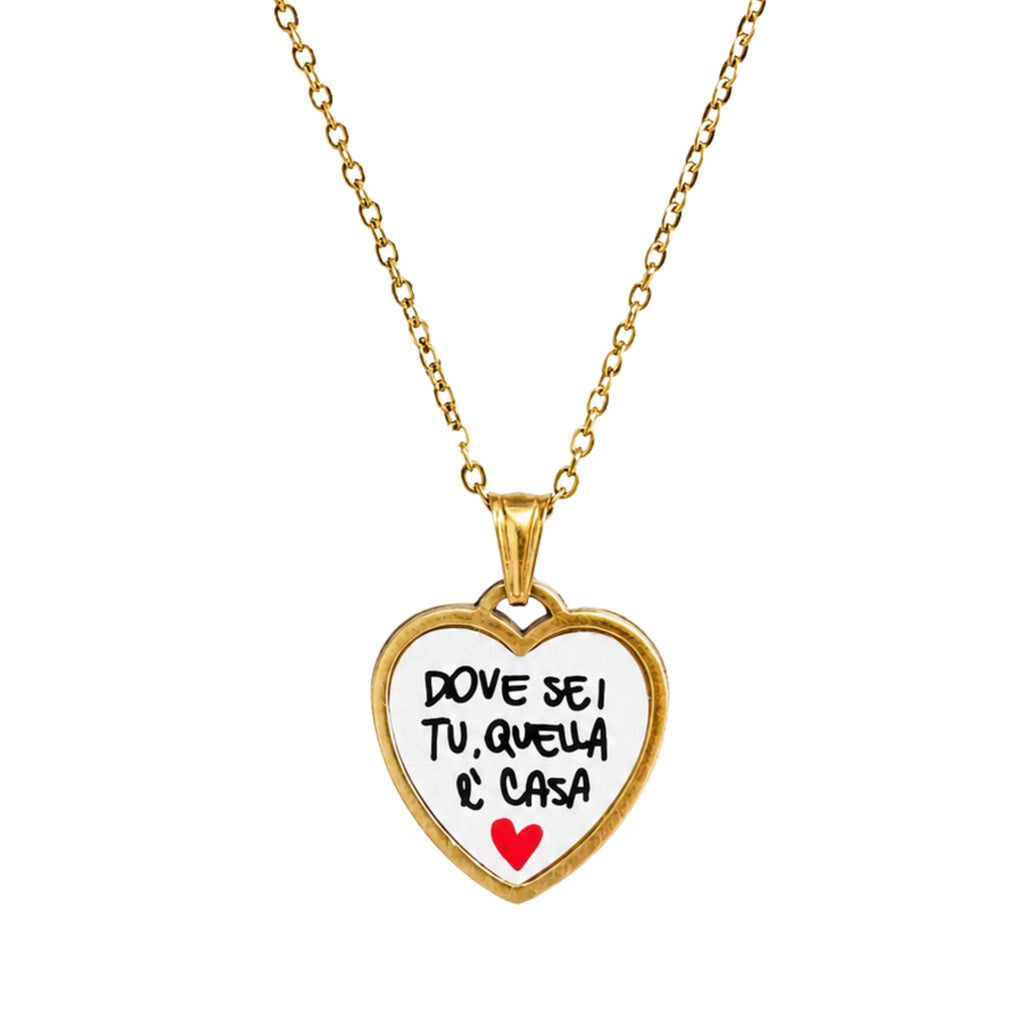 Collana in acciaio inox "Dove sei tu,quella a casa"