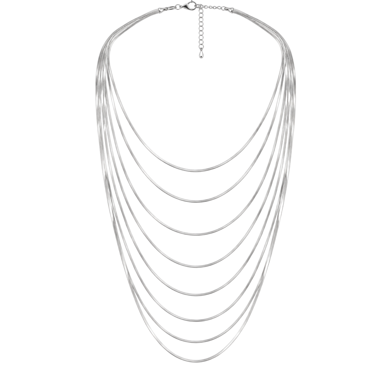 Collana lunga in acciaio inox multifilo con 8 fili a spina di pesce