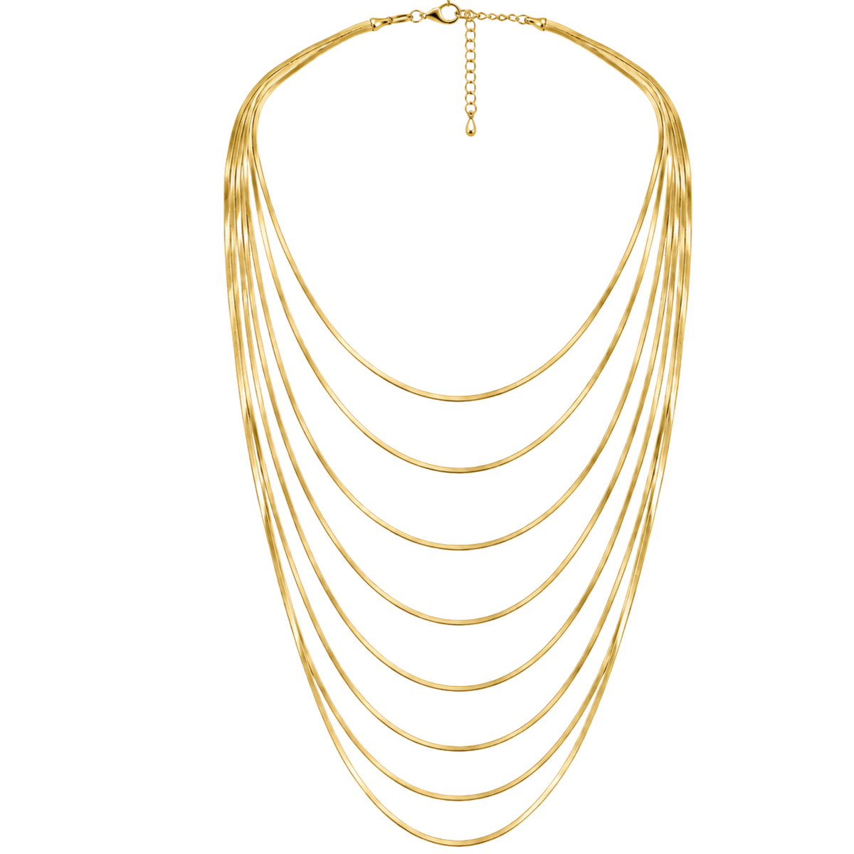 Collana lunga in acciaio inox multifilo con 8 fili a spina di pesce