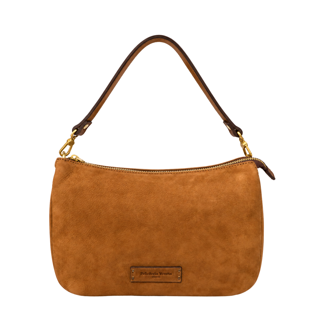 Borsa a spalla in vera pelle nabuk Campiello Pelletteria Veneta